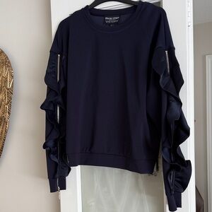 Frank Lyman Design Midnight Ruffle Sleeve Hoodie & Pant Set